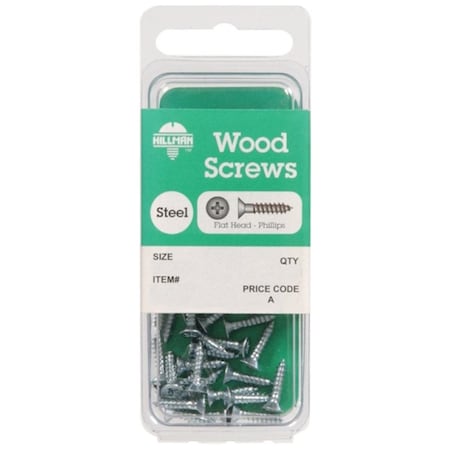 Hillman Wood Screw, #10, 1 3/4 inch, Zinc Plated Steel Flat Head 10 PK 56341